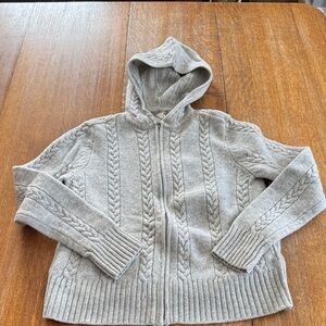 J. Crew Gray Cable Knit Hooded Cardigan